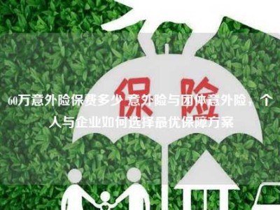 60万意外险保费多少 意外险与团体意外险，个人与企业如何选择最优保障方案