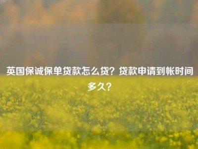 英国保诚保单贷款怎么贷？贷款申请到帐时间多久？