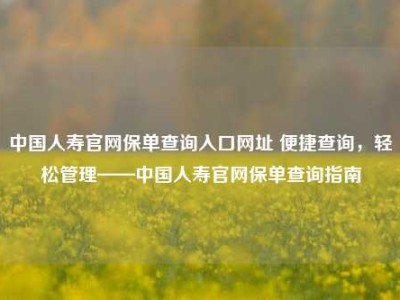 中国人寿官网保单查询入口网址 便捷查询，轻松管理——中国人寿官网保单查询指南