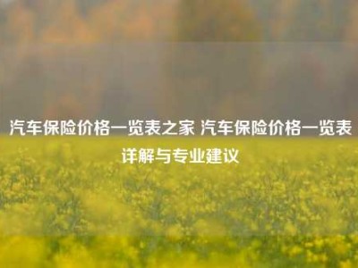 汽车保险价格一览表之家 汽车保险价格一览表详解与专业建议