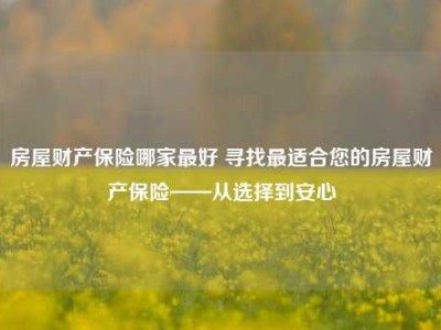 房屋财产保险哪家最好 寻找最适合您的房屋财产保险——从选择到安心