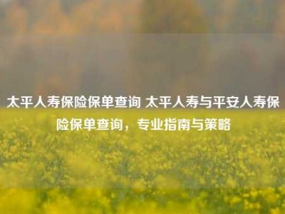 太平人寿保险保单查询 太平人寿与平安人寿保险保单查询，专业指南与策略