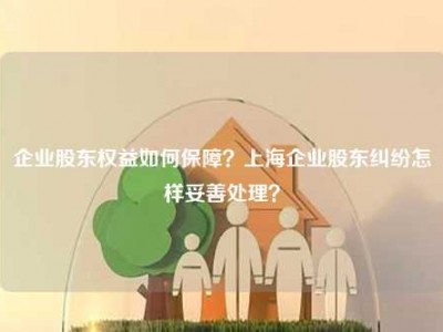 企业股东权益如何保障？上海企业股东纠纷怎样妥善处理？