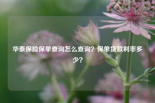 华泰保险保单查询怎么查询？保单贷款利率多少？