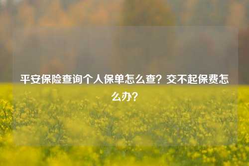 平安保险查询个人保单怎么查？交不起保费怎么办？