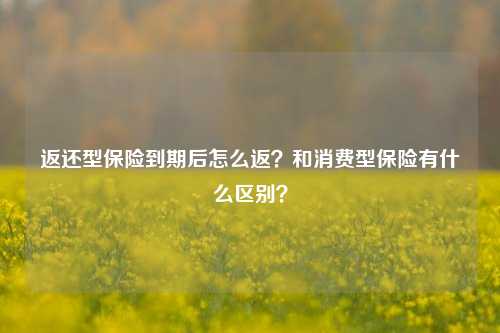 返还型保险到期后怎么返？和消费型保险有什么区别？