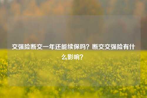 交强险断交一年还能续保吗？断交交强险有什么影响？​