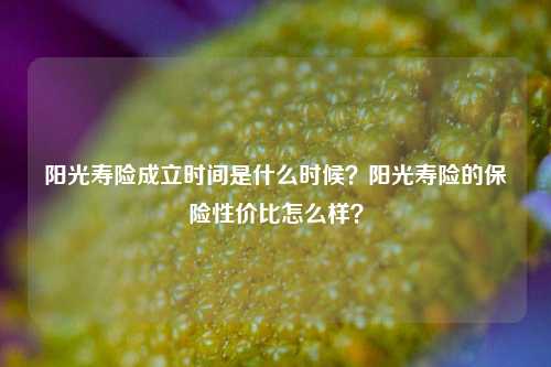 阳光寿险成立时间是什么时候？阳光寿险的保险性价比怎么样？