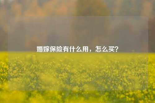 婚嫁保险有什么用，怎么买？