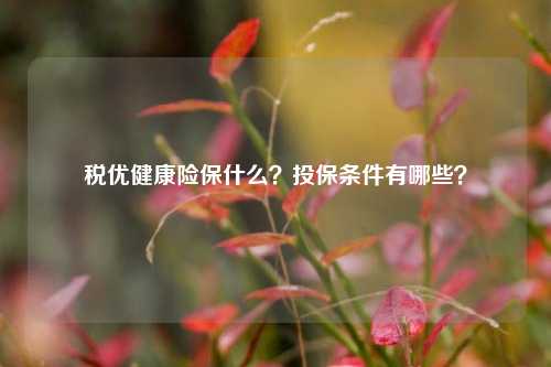 税优健康险保什么？投保条件有哪些？