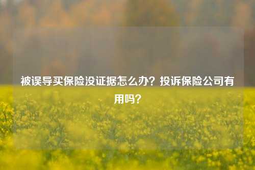 被误导买保险没证据怎么办？投诉保险公司有用吗？