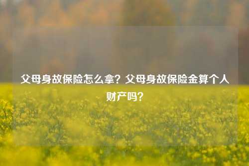 父母身故保险怎么拿？父母身故保险金算个人财产吗？