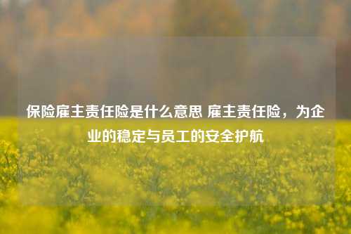 保险雇主责任险是什么意思 雇主责任险，为企业的稳定与员工的安全护航