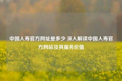 中国人寿官方网址是多少 深入解读中国人寿官方网站及其服务价值