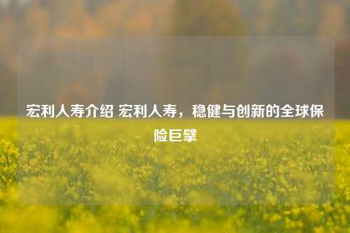 宏利人寿介绍 宏利人寿，稳健与创新的全球保险巨擘