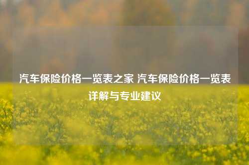 汽车保险价格一览表之家 汽车保险价格一览表详解与专业建议