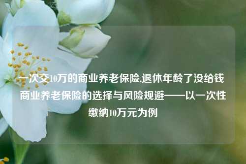 一次交10万的商业养老保险,退休年龄了没给钱 商业养老保险的选择与风险规避——以一次性缴纳10万元为例