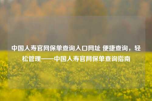 中国人寿官网保单查询入口网址 便捷查询，轻松管理——中国人寿官网保单查询指南