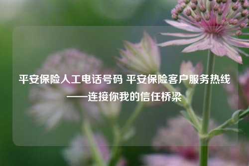 平安保险人工电话号码 平安保险客户服务热线——连接你我的信任桥梁